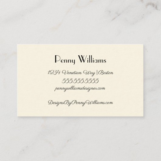 Venetiaanse roze pioenen met marmeren schilderij visitekaartje (Achterkant)