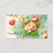 Venetiaanse roze pioenen met marmeren schilderij visitekaartje (Voorkant)