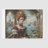 Venetiaanse vrouw in weelderige renaissancemode tissuepapier (Voorkant)