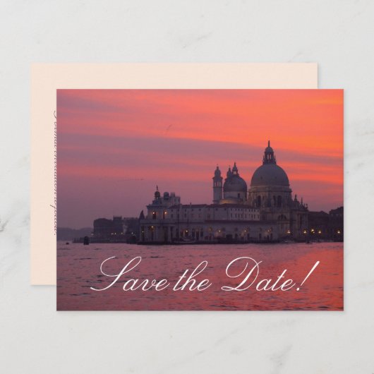 Venetiaanse zonsondergang Save-the-Date kaarten (Voorkant / Achterkant)