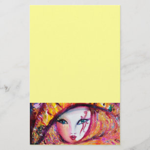 VENETIAN CARNIVAL MASK IN GOLD YELLOW BRIEFPAPIER