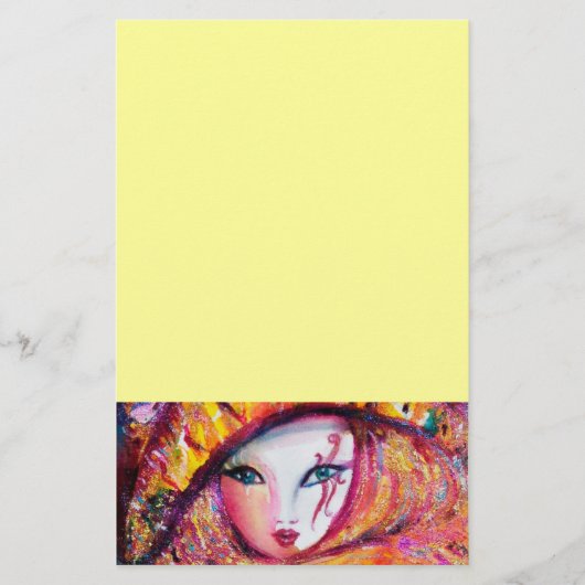 VENETIAN CARNIVAL MASK IN GOLD YELLOW BRIEFPAPIER (Voorkant)