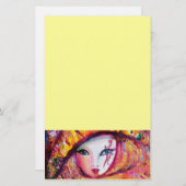 VENETIAN CARNIVAL MASK IN GOLD YELLOW BRIEFPAPIER (Voorkant / Achterkant)