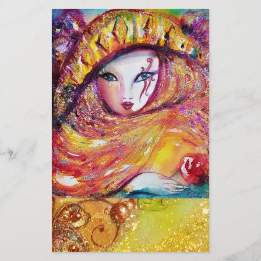 VENETIAN CARNIVAL MASK IN GOLD YELLOW STATIONERIE BRIEFPAPIER (Voorkant)