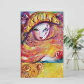 VENETIAN CARNIVAL MASK IN GOLD YELLOW STATIONERIE BRIEFPAPIER (Staand voorkant)