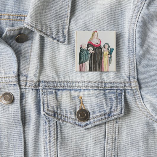 Venetian Courtesan Vierkante Button 5,1 Cm (In situ)