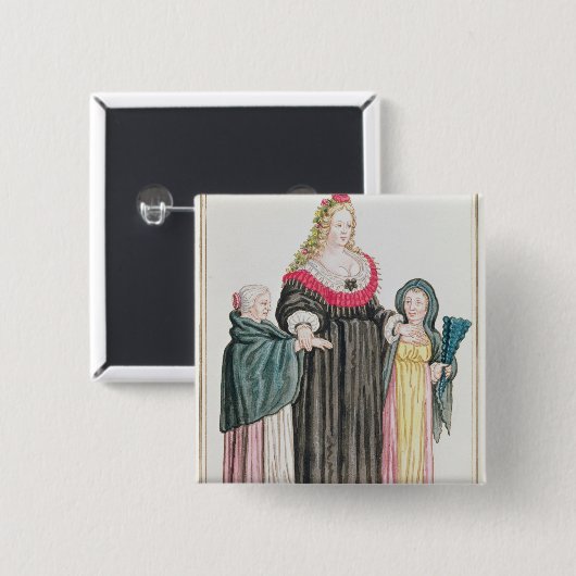 Venetian Courtesan Vierkante Button 5,1 Cm (Voorkant /achterkant)