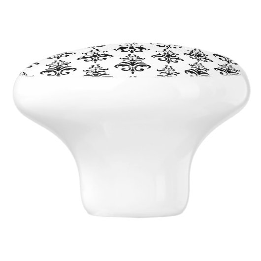 Venetian Damask, Damask Pattern - Black White Keramische Knop (Zijkant)