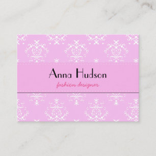 Venetian Damask, Ornaments, Swirls - Roze White Visitekaartje