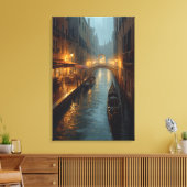 Venetian Glow – Rainy Night Lights and Reflections Canvas Afdruk (Insitu (Woonkamer))