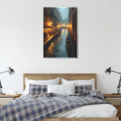 Venetian Glow – Rainy Night Lights and Reflections Canvas Afdruk (Insitu (Slaapkamer))