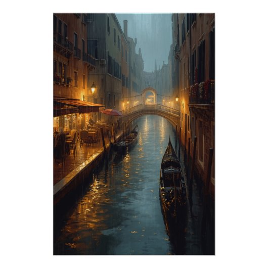 Venetian Glow – Rainy Night Lights and Reflections Perfect Poster (Voorkant)