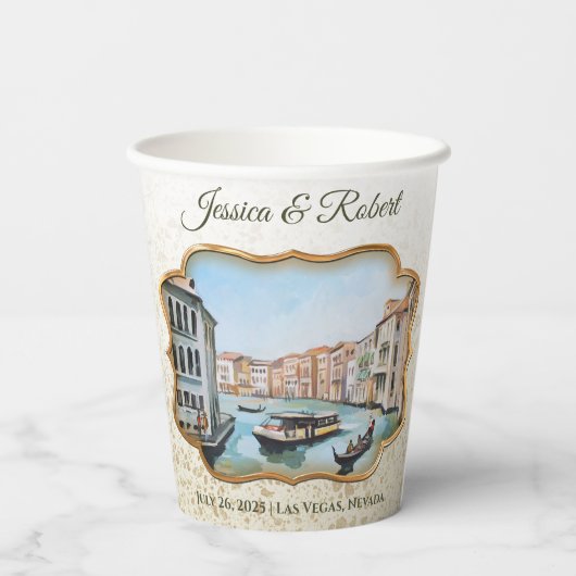 Venetian Gondolas Papieren Bekers (Achterkant)