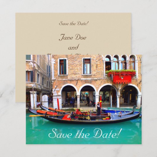 Venetian Gondolas Save-the-Date Kaarten (Voorkant / Achterkant)