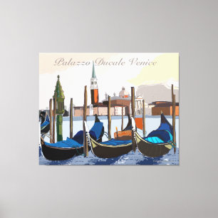 Venetian Gondolas van Palazzo Ducale Venice Canvas Afdruk