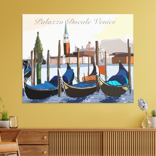 Venetian Gondolas van Palazzo Ducale Venice Canvas Afdruk (Insitu (Woonkamer))