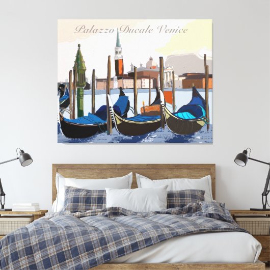 Venetian Gondolas van Palazzo Ducale Venice Canvas Afdruk (Insitu (Slaapkamer))