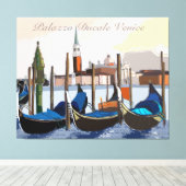 Venetian Gondolas van Palazzo Ducale Venice Canvas Afdruk (Insitu (Houten vloer))