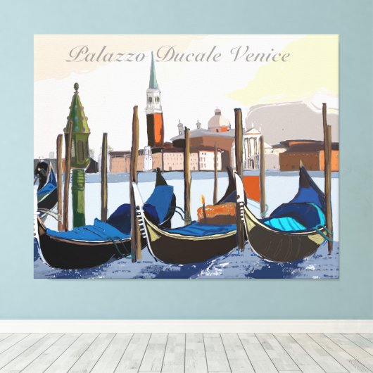 Venetian Gondolas van Palazzo Ducale Venice Canvas Afdruk (Insitu (Houten vloer))