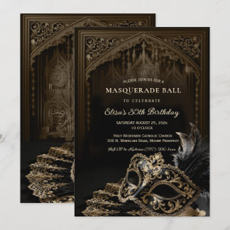 Venetian gothic Masquerade Party invitation Kaart