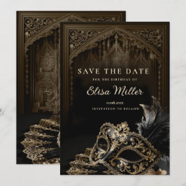 Venetian Gothic Masquerade Party Save the Date Kaart