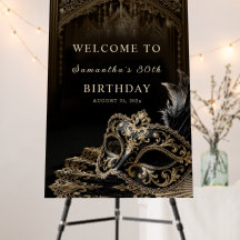 Venetian Gothic Masquerade Party Welcome Sign