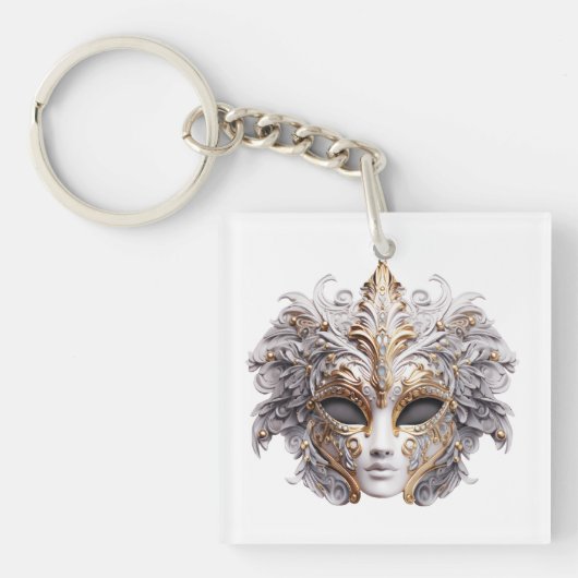 Venetian Intricately Decorated in Gray and Gold Sleutelhanger (voorkant)