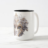 Venetian Intricately Decorated in Gray Hues Tweekleurige Koffiemok (Voorkant rechts)