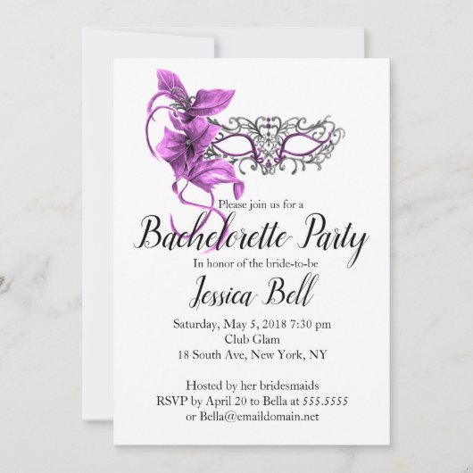 Venetian Mask Bachelorette Party Uitnodiging (Voorkant)