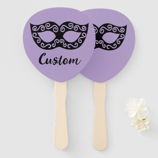 Venetian mask custom wedding handwaaier (Voorkant en achterkant)