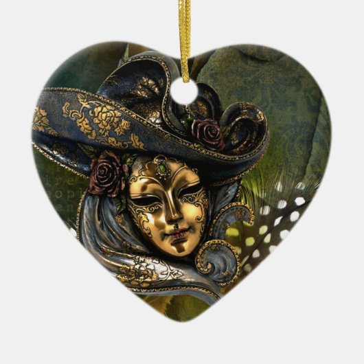Venetian Mask Fantasy Keramisch Ornament (Voorkant)