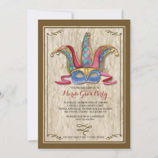 Venetian Mask Invitation Kaart (Voorkant)