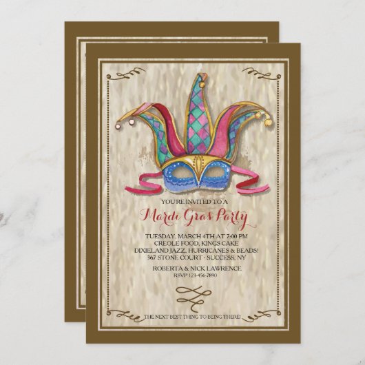 Venetian Mask Invitation Kaart
