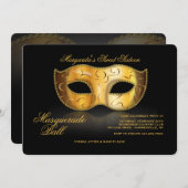 Venetian Mask Invitation Kaart (Voorkant / Achterkant)
