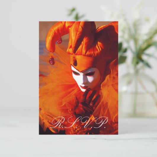 Venetian Mask RSVP Card (Staand voorkant)