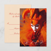Venetian Mask RSVP Card (Voorkant / Achterkant)