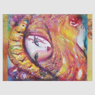 VENETIAN MASKERADE - MASKER IN GEEL TISSUEPAPIER