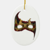 Venetian Masque: Gold en Red Rose Keramisch Ornament (Voorkant)