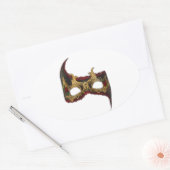 Venetian Masque: Gold en Red Rose Ovale Sticker (Envelop)