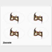 Venetian Masque: Gold en Red Rose Ovale Sticker (Vel)