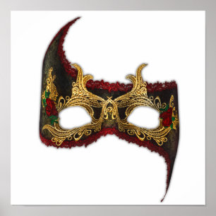Venetian Masque: Goud en rood Poster