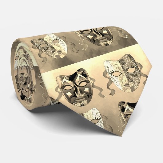 Venetian Masque Pattern in Vivid Eclectic Pattern Stropdas (Opgerold)