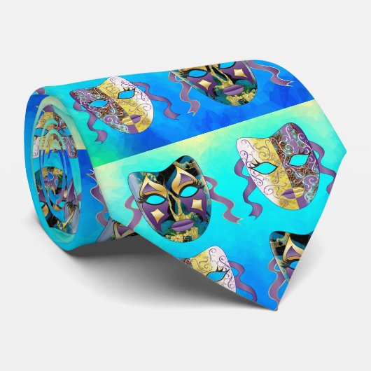 Venetian Masque Pattern in Vivid Eclectic Pattern Stropdas (Opgerold)