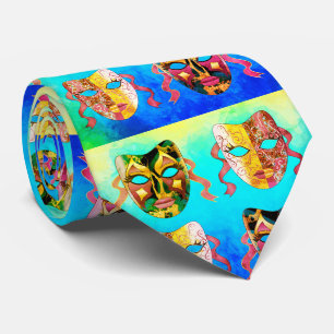 Venetian Masque Pattern in Vivid Eclectic Pattern Stropdas