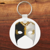 Venetian Masque: zwart, wit en goud Sleutelhanger (Voorkant)