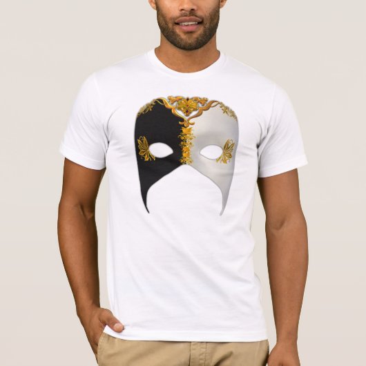 Venetian Masque: zwart, wit en goud T-shirt (Voorkant)