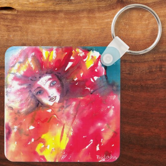 VENETIAN MASQUERADE, MASK IN RODE Roze Sleutelhanger (Achterkant)