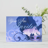 Venetian Masquerade Mask Invitation Kaart (Staand voorkant)