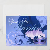 Venetian Masquerade Mask Invitation Kaart (Voorkant / Achterkant)