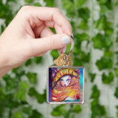 VENETIAN MASQUERADE - MASKER IN GEEL SLEUTELHANGER (Hand)